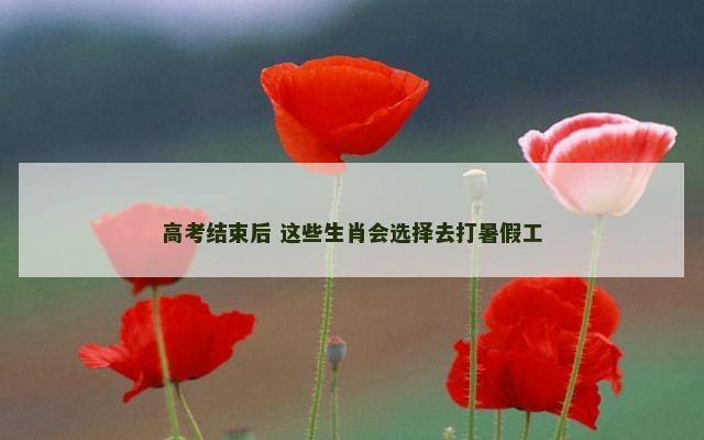 高考结束后 这些生肖会选择去打暑假工