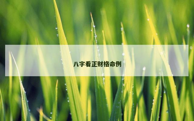 八字看正财格命例