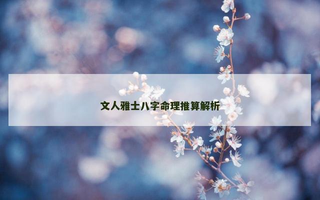 文人雅士八字命理推算解析