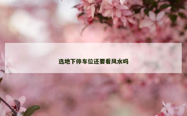 选地下停车位还要看风水吗