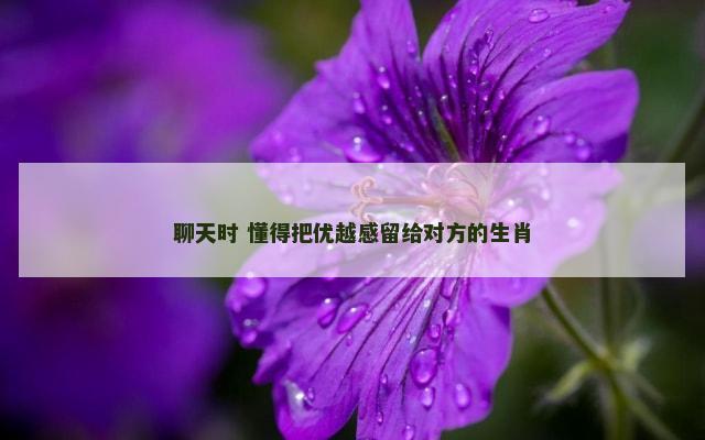 聊天时 懂得把优越感留给对方的生肖