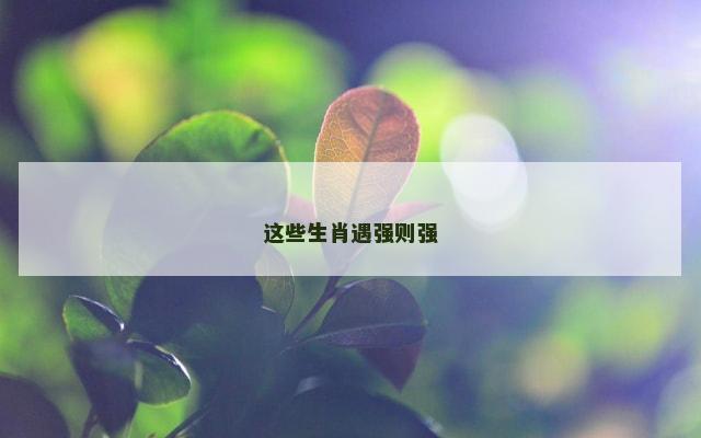 这些生肖遇强则强
