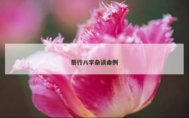 蔡行八字杂谈命例