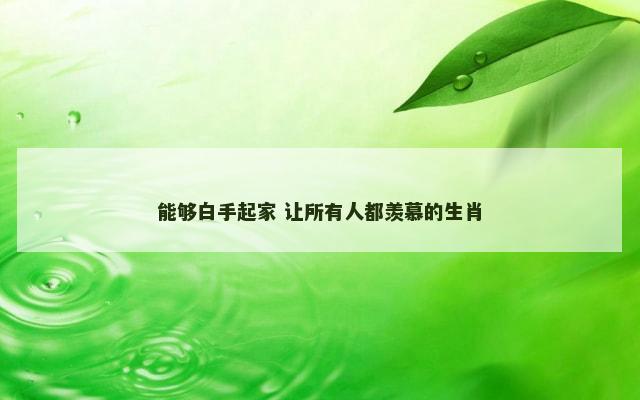 能够白手起家 让所有人都羡慕的生肖