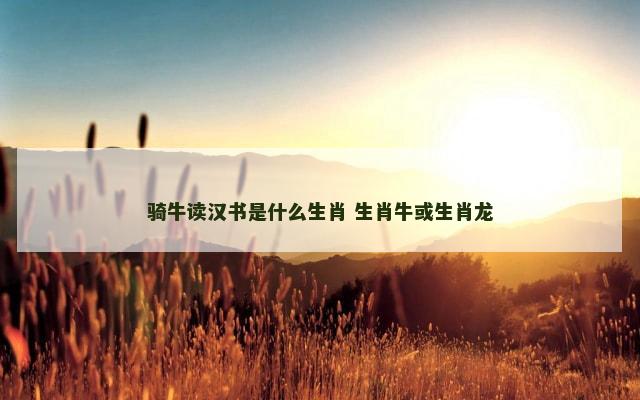 骑牛读汉书是什么生肖 生肖牛或生肖龙