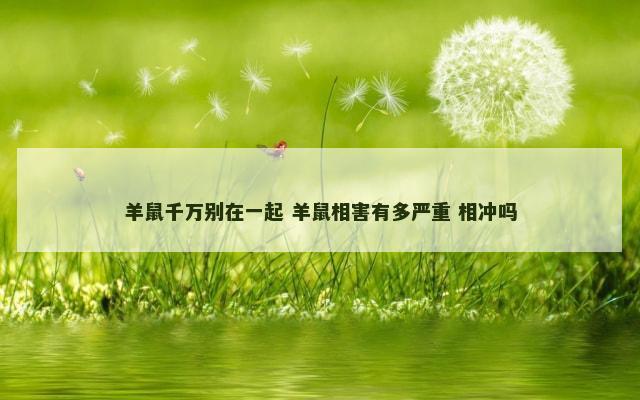 羊鼠千万别在一起 羊鼠相害有多严重 相冲吗