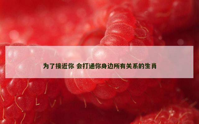 为了接近你 会打通你身边所有关系的生肖
