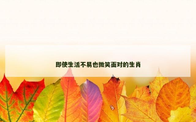即使生活不易也微笑面对的生肖