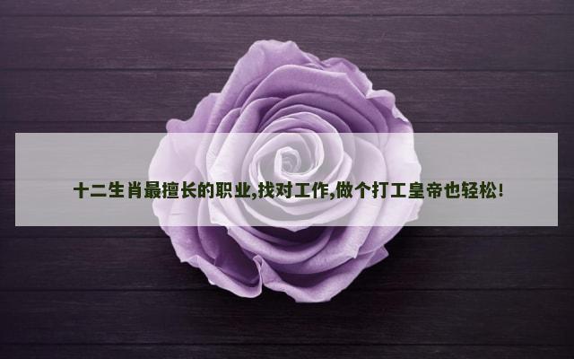 十二生肖最擅长的职业,找对工作,做个打工皇帝也轻松！