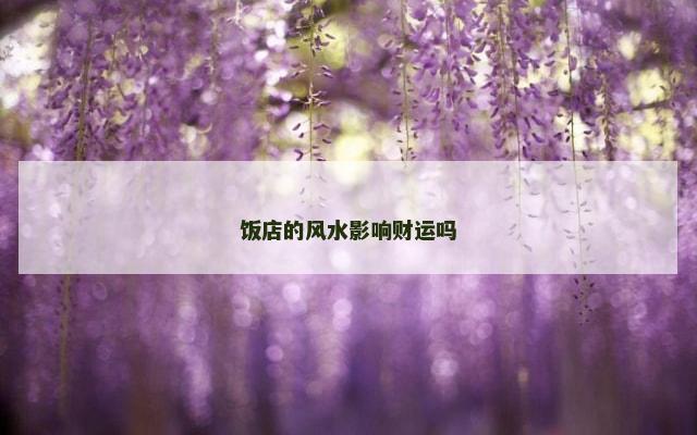 饭店的风水影响财运吗