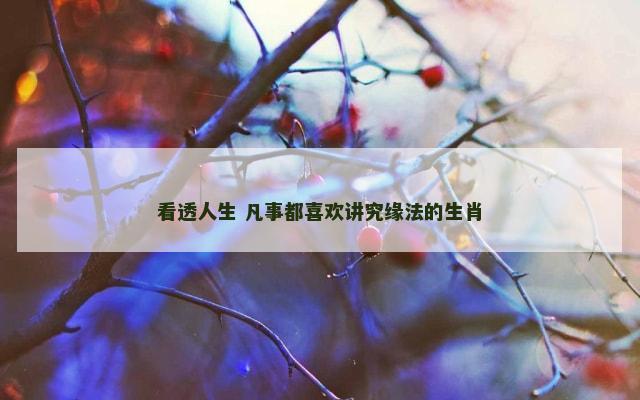 看透人生 凡事都喜欢讲究缘法的生肖