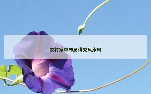 农村家中布局讲究风水吗