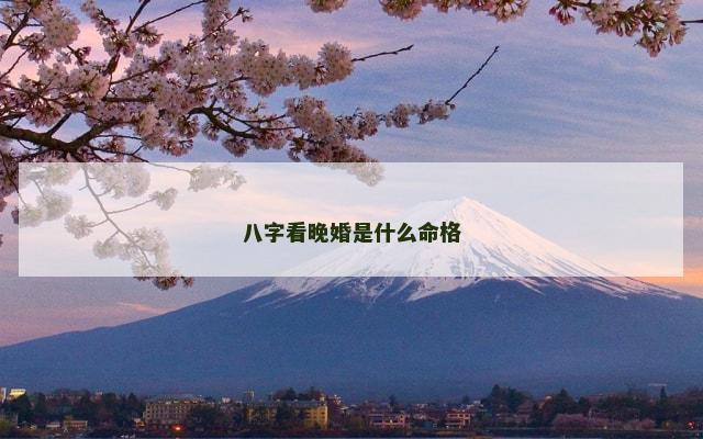 八字看晚婚是什么命格