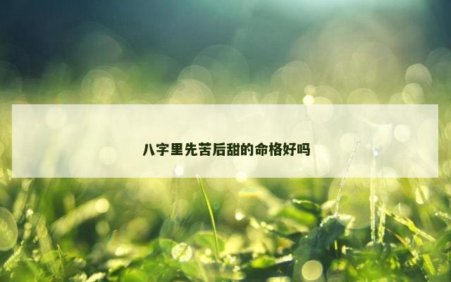 八字里先苦后甜的命格好吗