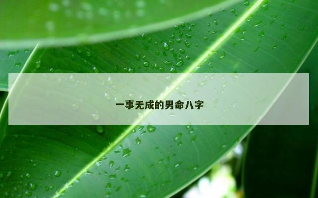 一事无成的男命八字