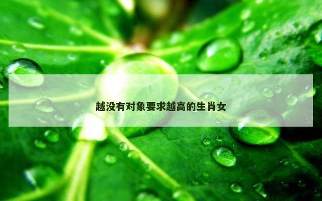 越没有对象要求越高的生肖女