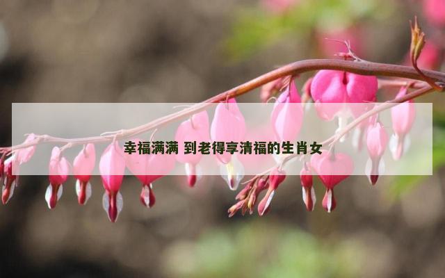 幸福满满 到老得享清福的生肖女