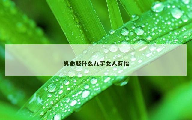 男命娶什么八字女人有福