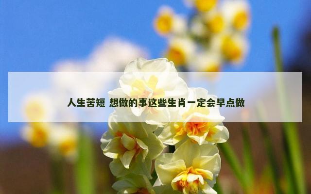 人生苦短 想做的事这些生肖一定会早点做