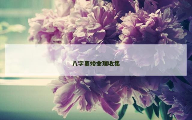 八字离婚命理收集