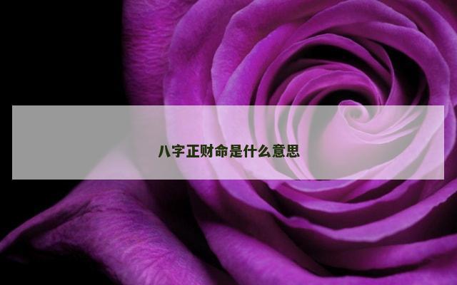 八字正财命是什么意思