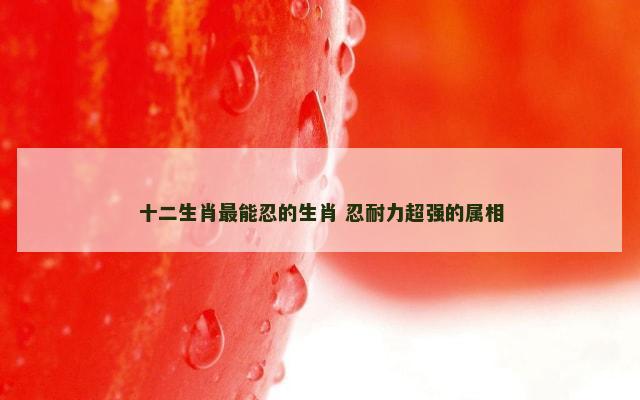 十二生肖最能忍的生肖 忍耐力超强的属相