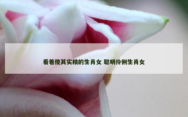 看着傻其实精的生肖女 聪明伶俐生肖女