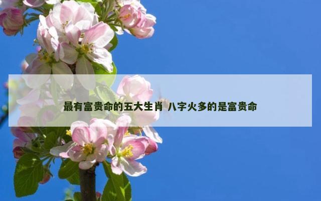 最有富贵命的五大生肖 八字火多的是富贵命