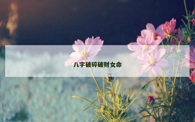八字破碎破财女命
