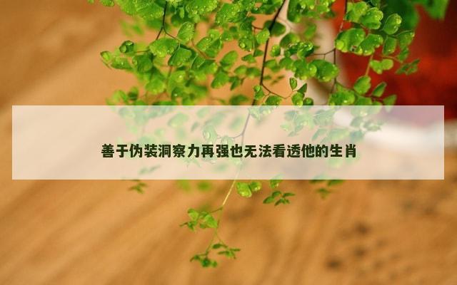 善于伪装洞察力再强也无法看透他的生肖