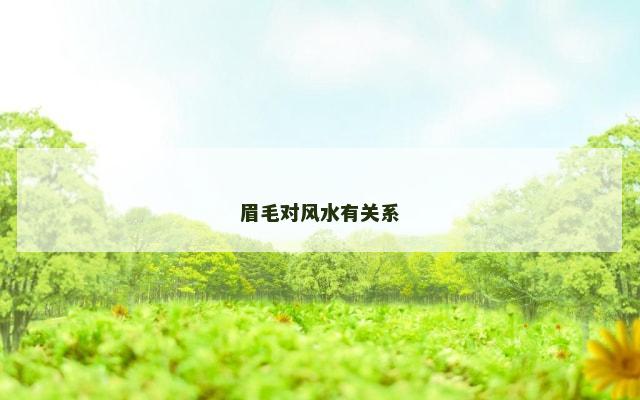 眉毛对风水有关系