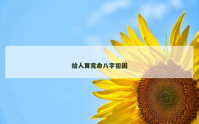 给人算完命八字犯困