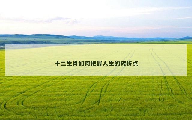 十二生肖如何把握人生的转折点