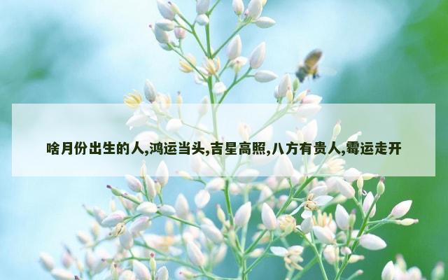啥月份出生的人,鸿运当头,吉星高照,八方有贵人,霉运走开