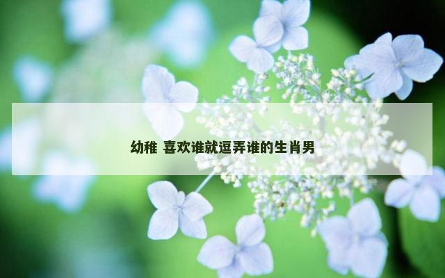 幼稚 喜欢谁就逗弄谁的生肖男