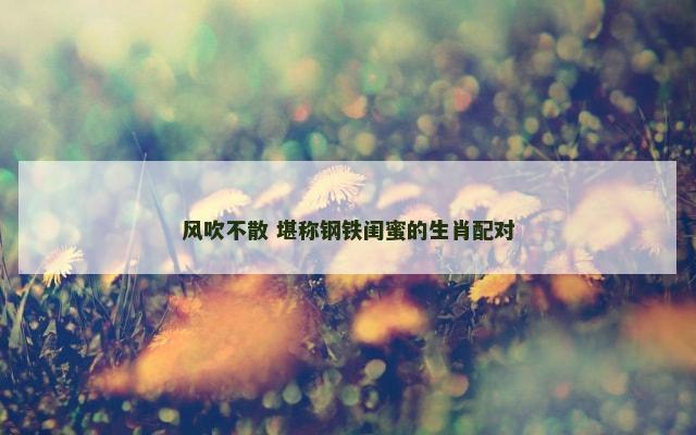 风吹不散 堪称钢铁闺蜜的生肖配对