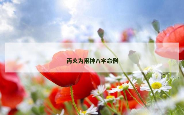 丙火为用神八字命例