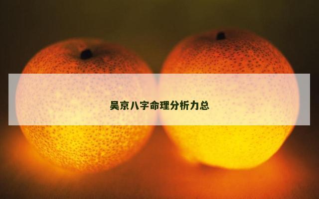 吴京八字命理分析力总
