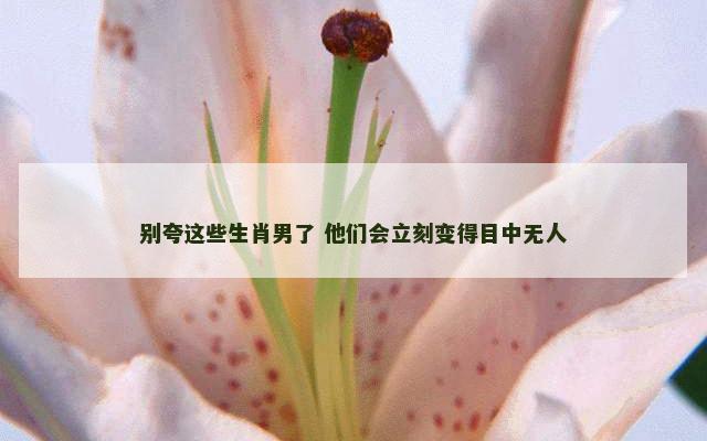 别夸这些生肖男了 他们会立刻变得目中无人