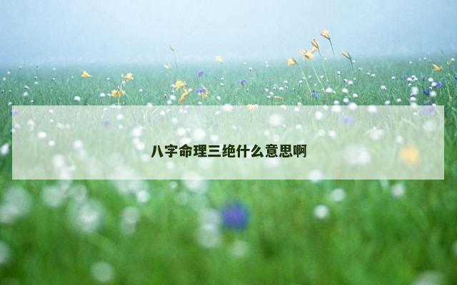 八字命理三绝什么意思啊