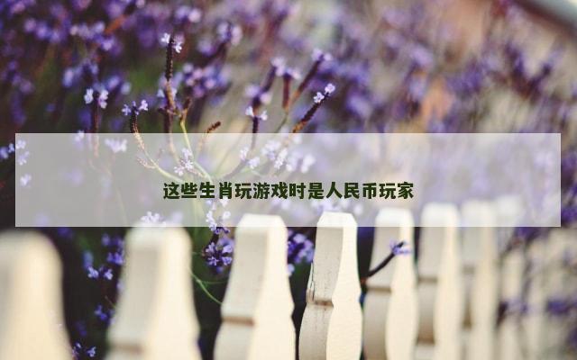 这些生肖玩游戏时是人民币玩家