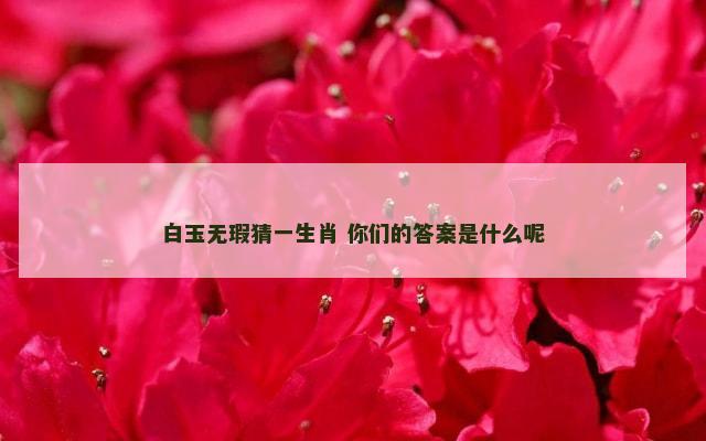 白玉无瑕猜一生肖 你们的答案是什么呢