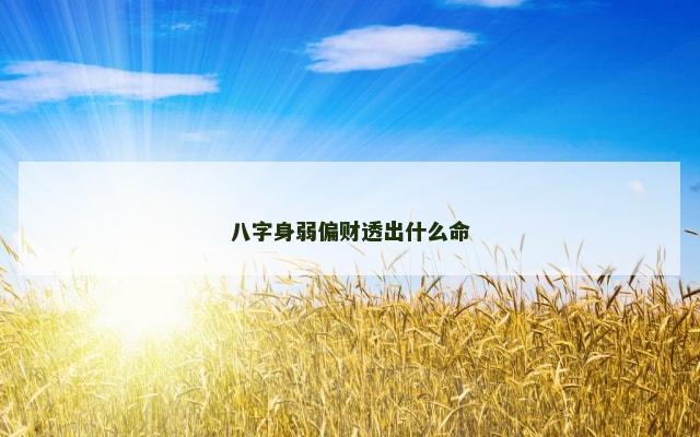 八字身弱偏财透出什么命