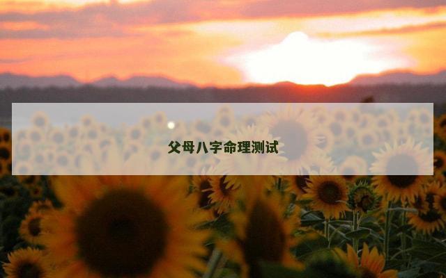 父母八字命理测试