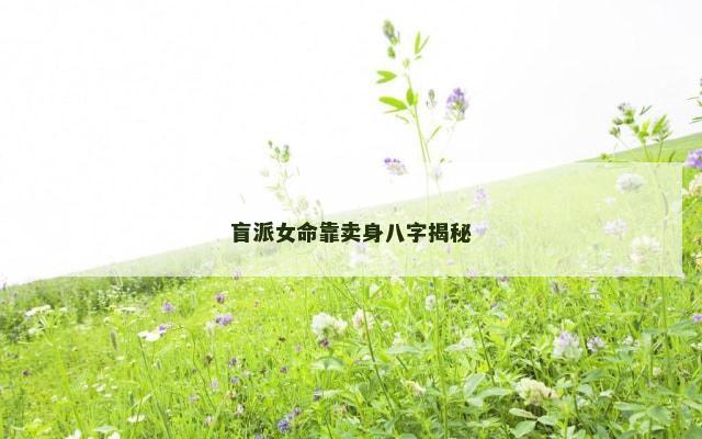 盲派女命靠卖身八字揭秘