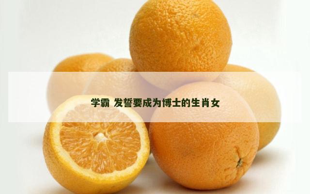 学霸 发誓要成为博士的生肖女