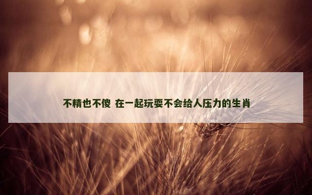 不精也不傻 在一起玩耍不会给人压力的生肖