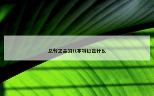 总督之命的八字特征是什么