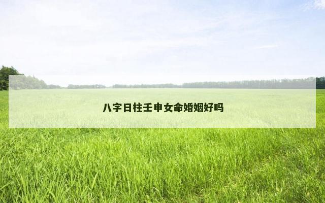 八字日柱壬申女命婚姻好吗