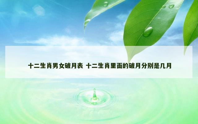 十二生肖男女破月表 十二生肖里面的破月分别是几月